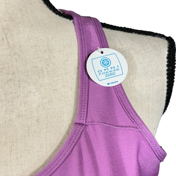 Columbia Medium High-Impact Sports Bra Omni-Freeze Zero Racerback Padded Purple - Picture 2 of 10